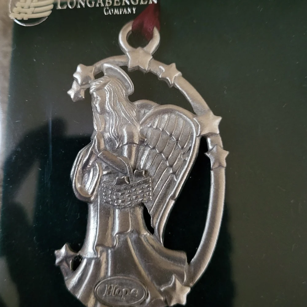 Longaberger Silver Angel & Nativity Holiday Ornaments (Set of 4)